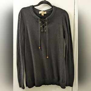 Micheal Kors Gray Lace-Up Sweater M